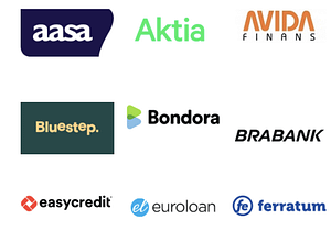 Aasa, Aktia, Avida rahoitus, Bluestep bank, Bondora, BRABANK, Easycredit, euroloan, ferratum